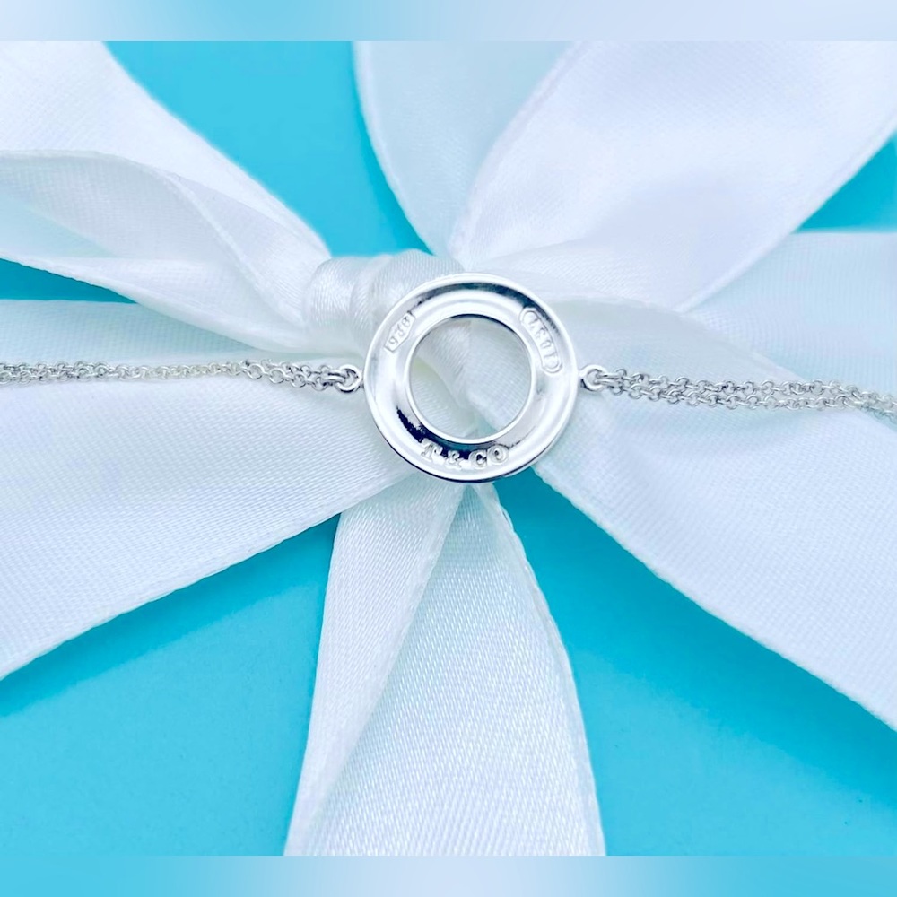 Tiffany & Co SS 1837 Circle Double Strand Bracelet 7.25” VGUC